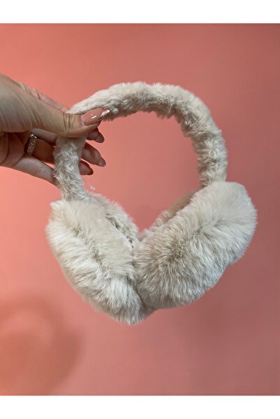 La She Accessories Beige Foldable Plush Earmuffs
