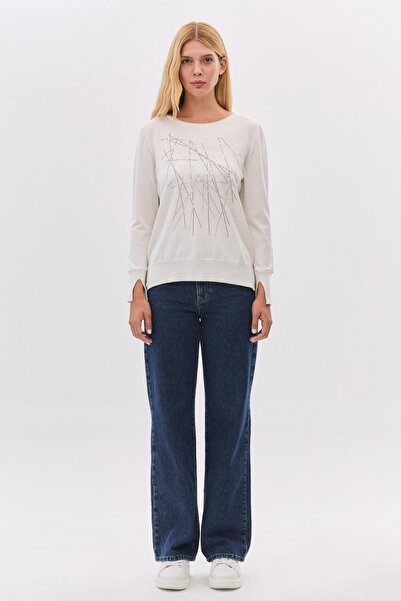 DAIDO Sausage collar sleeve and hem Slit stone knitwear