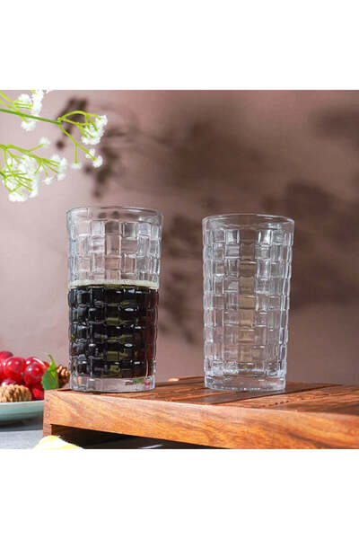 dealshopromania Set de 6 pahare de sticlă 330 ml Sofia Diamond, model cu romburi