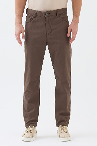 EXPIER Men's Khaki Canvas Cotton Regular Fit Comfortable Cut Trousers