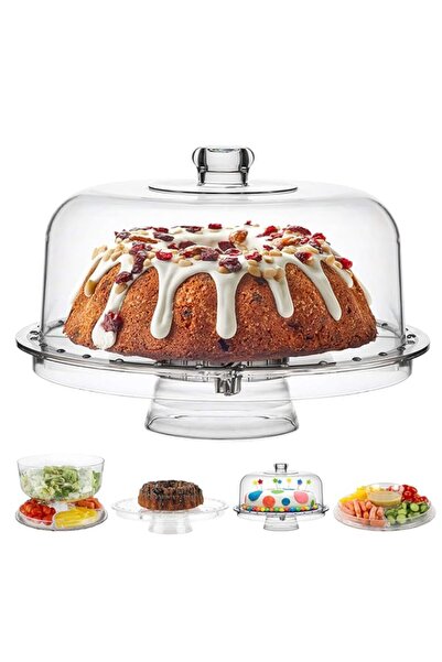 Generic حامل كيك متعدد الأغراض 6 في 1 من هومريز مع غطاء مقبب - طبق تقديم متعد...