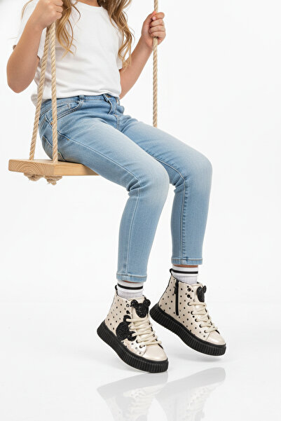 Cool Cizme pentru fetiță, bej, cu fermoar, cu interior din lână, talpă anti-a...