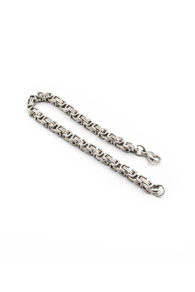 Sose Moda King Chain Men's Steel Bracelet – Silver Color 5 mm Width Strong Masculine Design