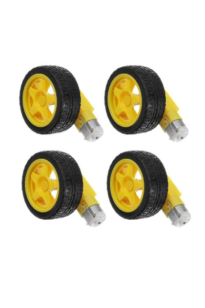 webstoore 4 Adet 3-6V DC 250 RPM Redüktörlü Motor ve Tekerlek Seti