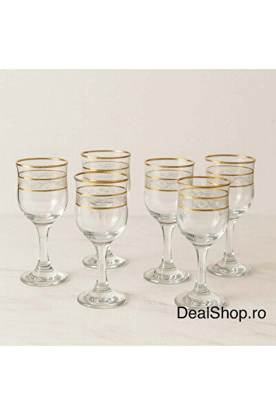 dealshopromania Set de 6 pahare LAV Adora Gold 55 ml, decor elegant auriu