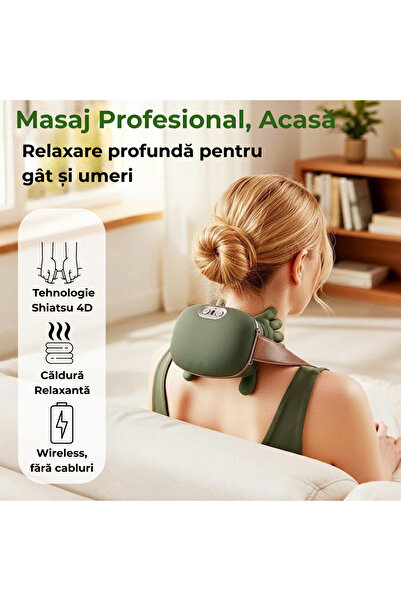 JUSTNET Aparat de masaj cervical multifuncțional, Shiatsu 4D pentru gât, umeri, spate, brațe și picioare