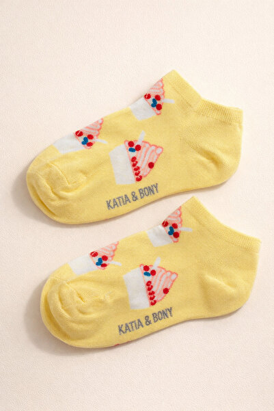 Katia&Bony Girl's Fruit Patterned Booties Socks Yellow