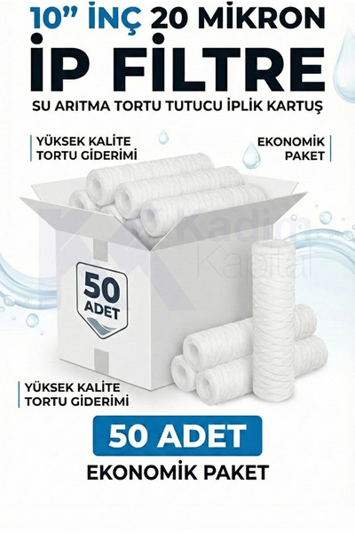 Kadim Kapital Sanayi Tipi 10 İnç İplik Filtre 50'li Koli - 20 Mikron Fabrika ...