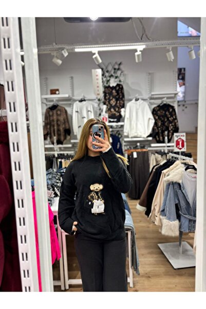 Oxion Teddy Figürlü Oversize Triko Kazak