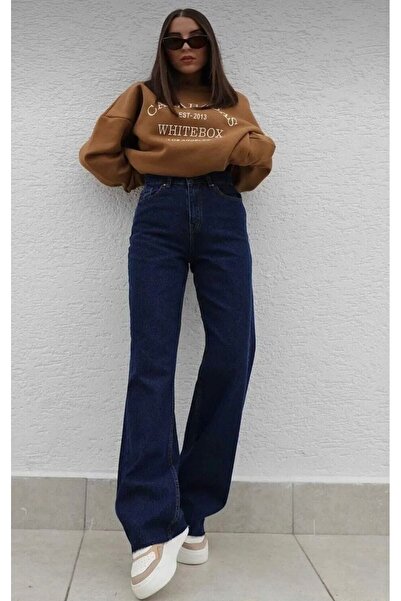 MRİABE Blugi de damă KOYU Mavi Palazzo cu talie înaltă, croială largă și elas...