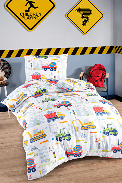 Eponj Home Junior Nevresim Seti Tek Kişilik ŞantiyeParkı Beyaz