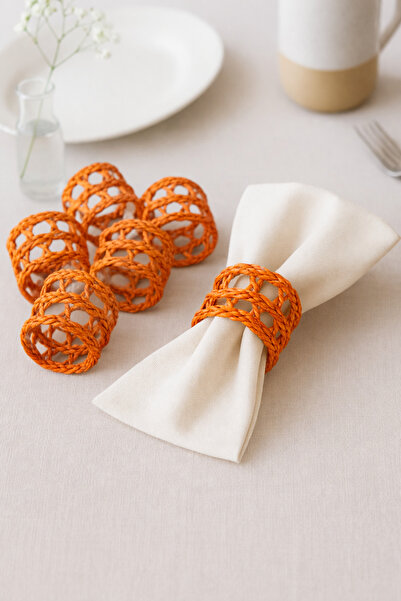 TOM COMPANY Kağıt İp Peçete Yüzüğü Peçete Halkası 6'lı-Turuncu