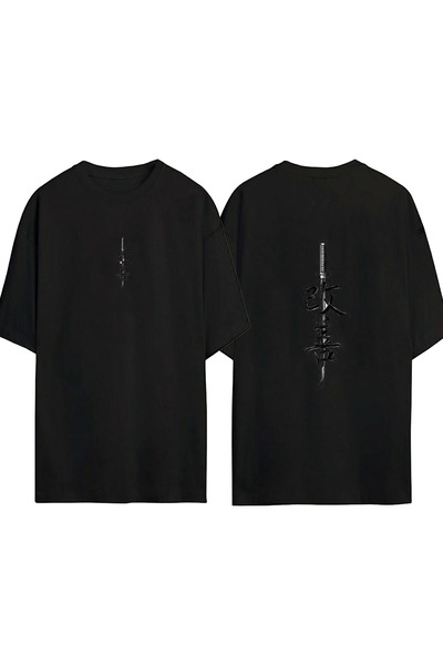urbvn Katana 2 Design Printed Black Oversized t Shirt