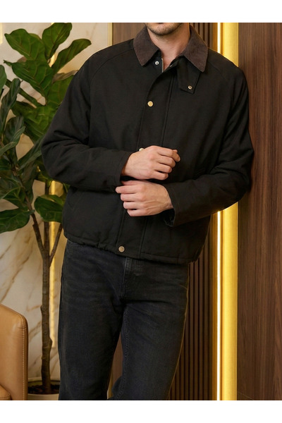 marlone Kadife Yaka Siyah Ceket