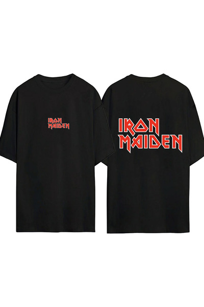 urbvn Tricou oversize negru cu imprimeu Iron Maiden 1 Design
