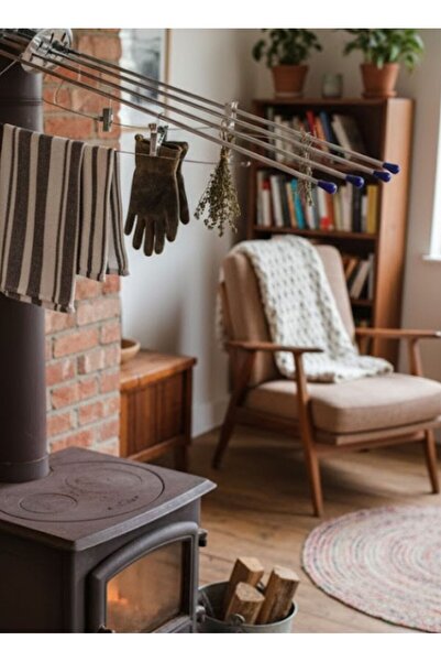 abnturk Kelepçeli Soba Çamaşır Kurutma Askısı Çelik 5 Çubuklar Montajı Kolay ...