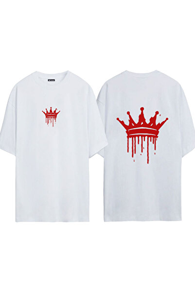 urbvn KING Design štampana bela oversize majica