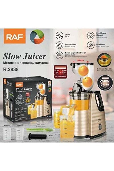 raf Slow Juicer 250W | Quiet Motor | Large 80mm Feeding Tube