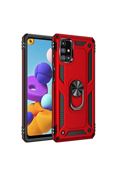 NewFace جراب سامسونج جالاكسي M51 غطاء سيليكون صوفيا مع حلقة - أحمر