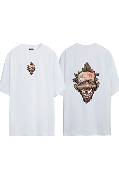 urbvn Tricou supradimensionat alb cu imprimeu Just man 1 Design