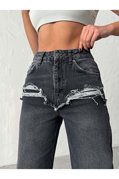 ADAMODA.RO Wide leg jeans with front abrasions