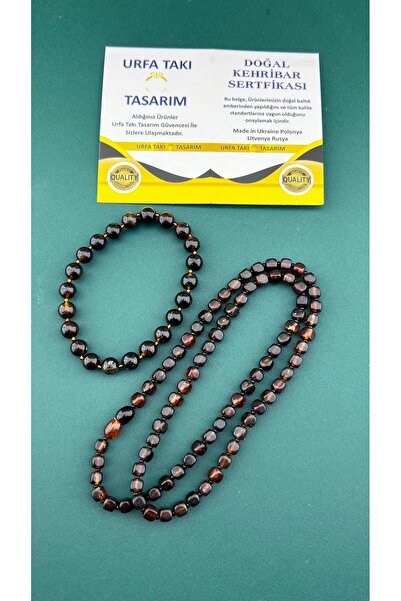 urfatakıtasarım Urfa Takı Tasarım Damla Kehribar Koyu Vişne Rengi İkili Set T...