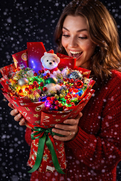 Şimal Çiçekçilik 🎄 Işıklı Premium Kokina Çiçeği – Ayıcıklı, Yılbaşı & Yeni Y...