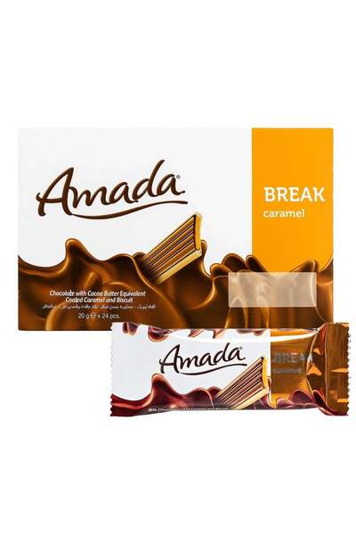 Amada Break Caramel Coated Chocolate Biscuit - 20 g x 24 Pcs