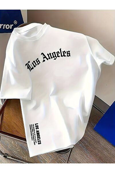 Let's Wear تيشيرت لوس أنجلوس بنمط عادي مصنوع من القطن بنسبة 100% للرجال