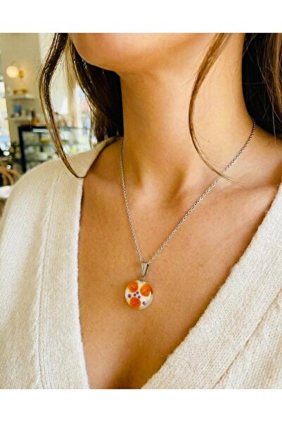 cammurano Murano Glass Cat Figure Silver Women's Necklace