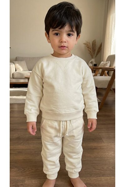 ALYAKİDS طقم سويت شيرت وبنطلون رياضي للأطفال من القطن المريح والدافئ