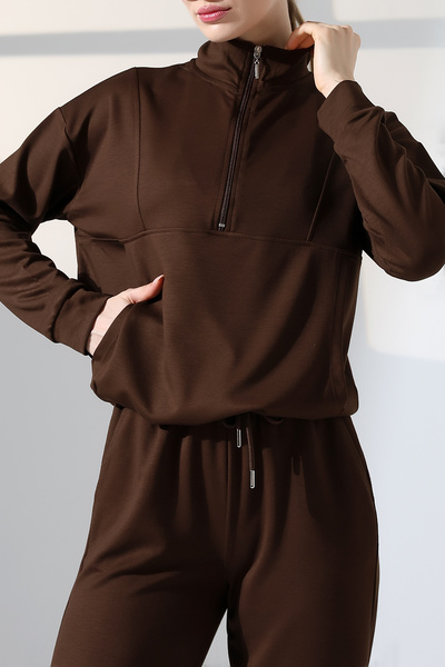 lubiti Σετ αθλητικής φόρμας με ψηλό γιακά και μισό φερμουάρ Modal