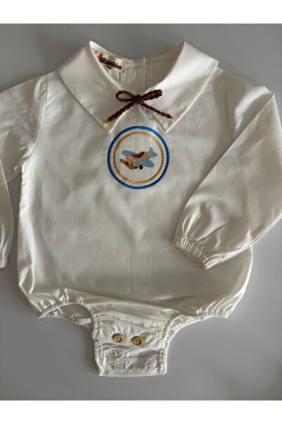 il mio bambino Handmade 100% Cotton Baby Boy Cute Airplane Embroidery Shirt -...