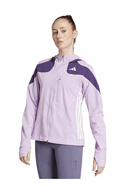 adidas JV7180 ADIZERO JKT W Lila - Mor Dar Düz Kadın Zip Ceket