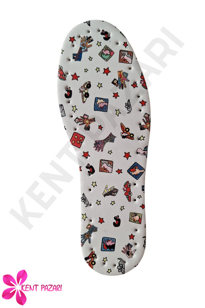 Kent Pazarı 3 Çift Suni Deri - Desenli Çocuk Boy Patik Tabanlığı 3 Katmanlı B...