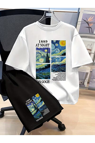 PENTHİLUS Unisex Classic Painting Printed Bottom Top Set