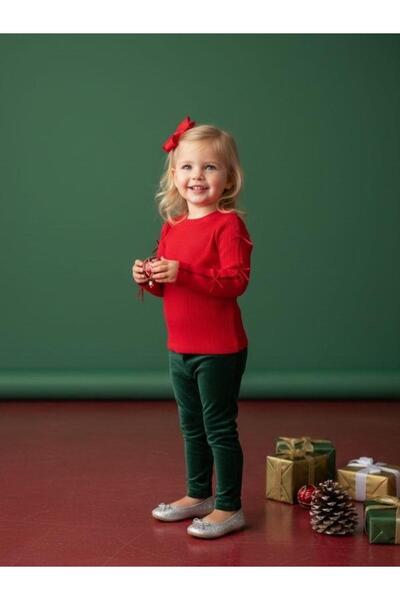 Zekids Baby Girl Cotton Sleeves Bow Detailed Ribbed Knit Blouse