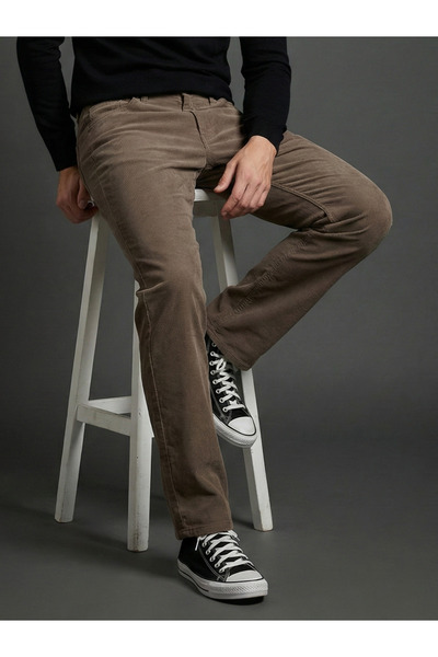 marlone Vizon Regular İnce Kadife Pantolon