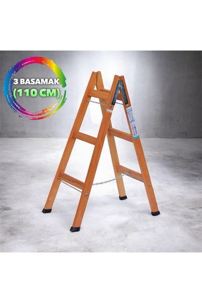 Nalbur Bakkal 3 Basamaklı Çift Çıkışlı A Tipi Ahşap Merdiven 110cm Süper Kalite