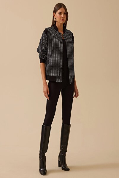 Rain and River Checkered bomber jacket with snap buttons.