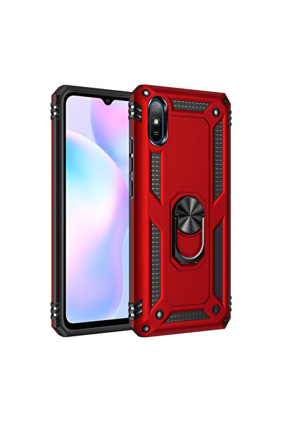NewFace غطاء سيليكون لـ Xiaomi Redmi 9A مع حلقة صوفيا - أحمر