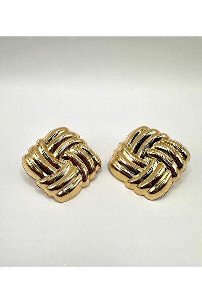 Mua Bijoux أقراط ذهبية كلاسيكية مربعة الشكل