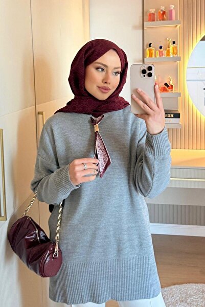 Şulemoda Giyim Paradox Scarf Sweater Gray