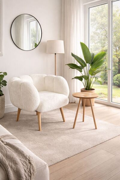 KOKİ DESİGN LOTUS Wellsoft Kırık Beyaz Tekli Koltuk Berjer (SALON,BALKON,OFİS...