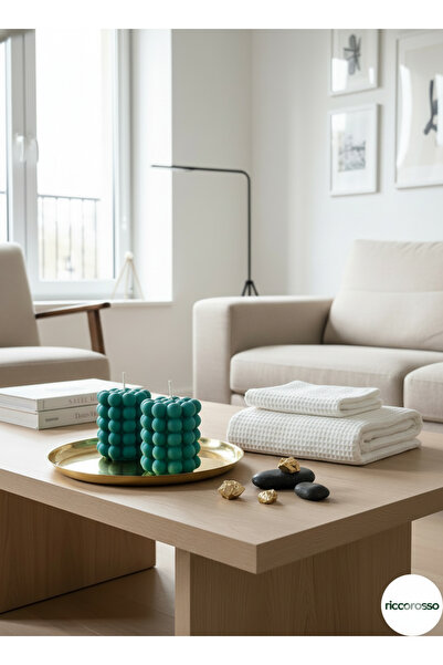 Riccorosso Küp Bubble Mum-El Yapımı Dekoratif Kokulu Mum-Mimoza, Vanilya, Oky...