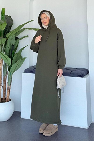 Şulemoda Giyim Ada Hooded Dress Khaki