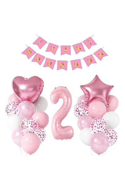 ÇITIPITISTORE PEMBE RENK RAKAMLI İYİKİ DOĞDUN YAŞ BALON SET