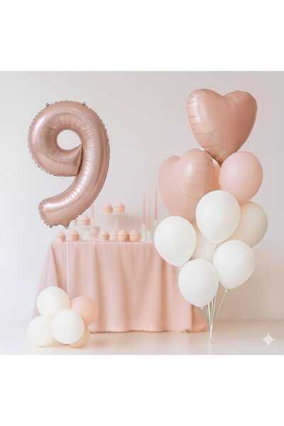 ÇITIPITISTORE Set de baloane cu numere din folie, în formă de inimă roz