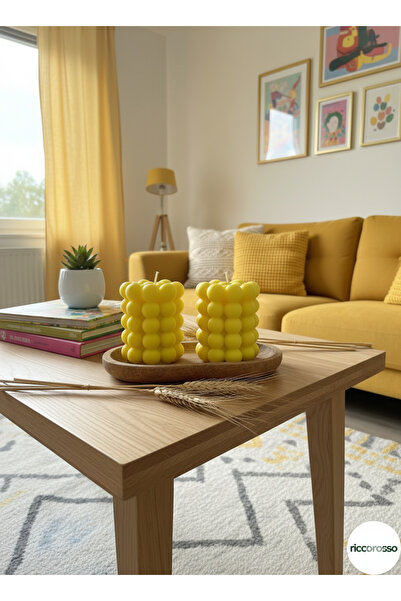 Riccorosso Küp Bubble Mum-El Yapımı Dekoratif Kokulu Mum-Mimoza, Vanilya, Oky...