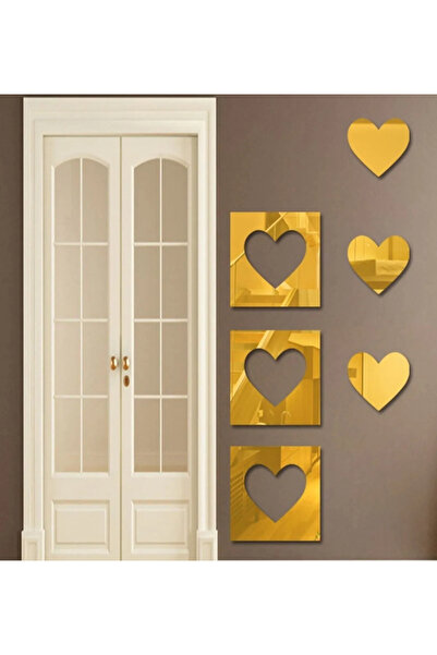 AS TASARIM LAZER Heart Frame Model 3X25Cm 3X15 cm 6 Pieces Gold Color
